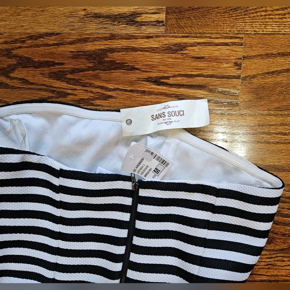 NWT Sans Souci black white striped dress off the shoulders - Picture 1 of 7